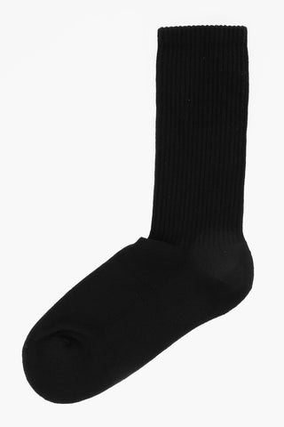 Solid Color Long Socks with Contrasting Details