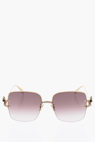 Gradient Lens Sunglasses with Rhinestone