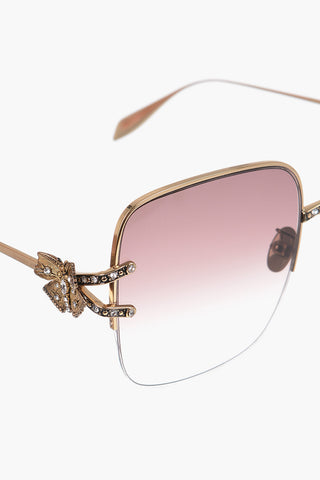 Gradient Lens Sunglasses with Rhinestone