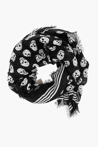 Skulls Printed BIKER Foulard with Fringes