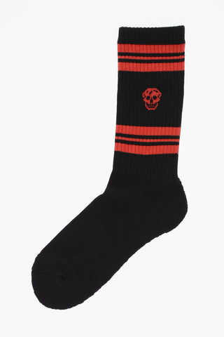 Cotton Blend Long Socks with Contrasting Details