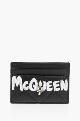Quilted Leather Card Holder with Printed Logo