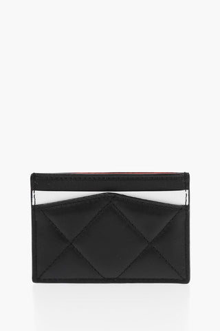 Quilted Leather Card Holder with Printed Logo