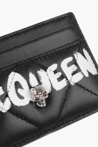 Quilted Leather Card Holder with Printed Logo