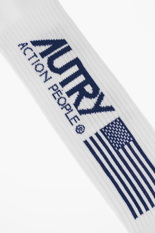 Cotton Blend Long Socks with Contrasting Details