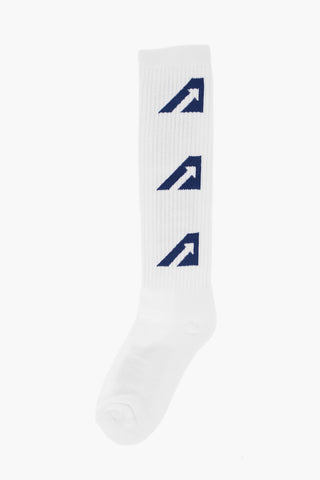 Cotton Blend Long Socks with Contrasting Details