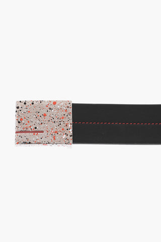 Leather Belt With Splash Effect Buckle
