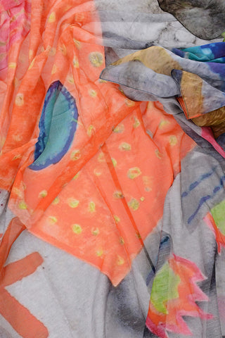 Printed Silk Blend ROCKET HEART Foulard