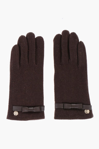 Wool And Nylon Glovers with Leather Bow