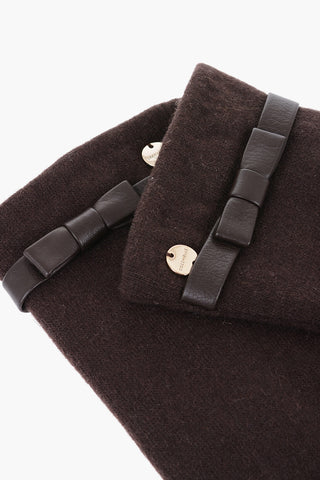 Wool And Nylon Glovers with Leather Bow