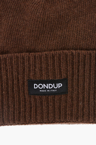 Solid Color Cashmere and Wool Beanie with Contrasting Logo Patch