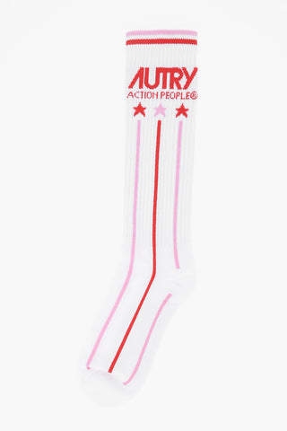 Ribbed Long Socks with Contrasting Details