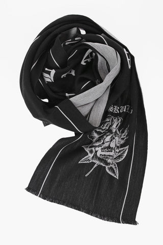 Wool SKULL TATTOO Scarf With Jacquard Logo