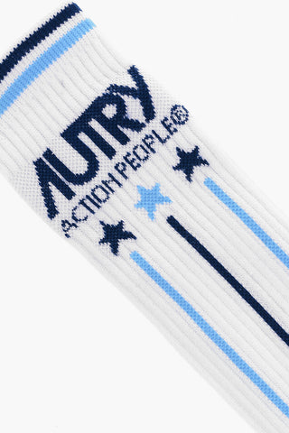 Cotton Blend Long Socks with Contrasting Details