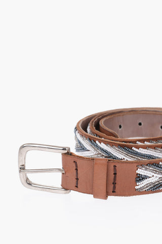 Cintura In Pelle Con Perline