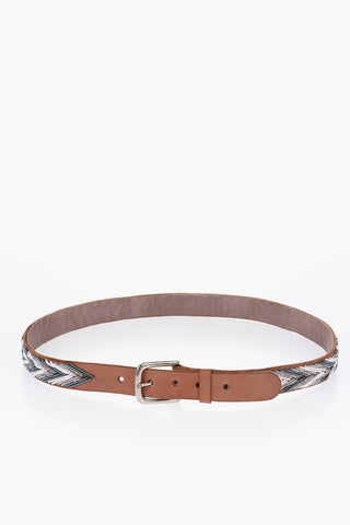 Cintura In Pelle Con Perline