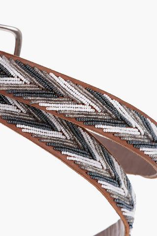 Cintura In Pelle Con Perline