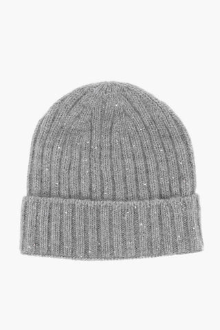 Beanie in Misto Seta a Costine con Paillettes