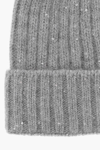 Beanie in Misto Seta a Costine con Paillettes