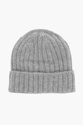 Beanie in Misto Seta a Costine con Paillettes