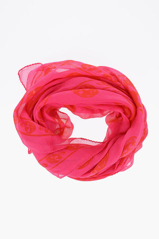 All-Over Skulls Printed Silk Foulard