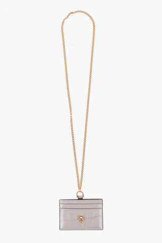 Leather Neck Card Holder with Golden Chain