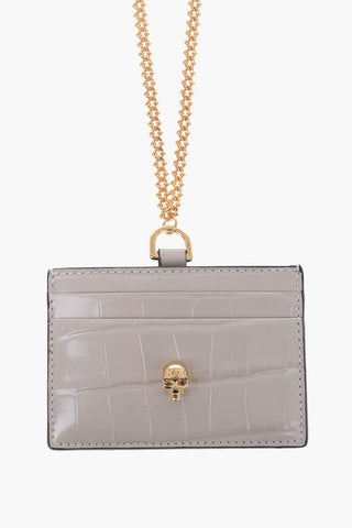 Leather Neck Card Holder with Golden Chain