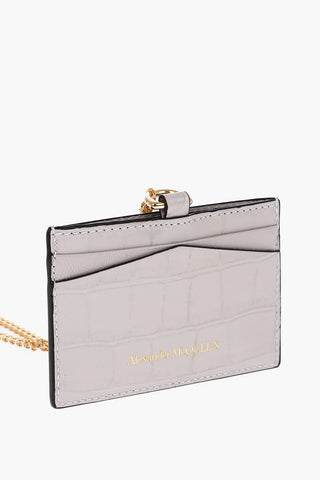 Leather Neck Card Holder with Golden Chain