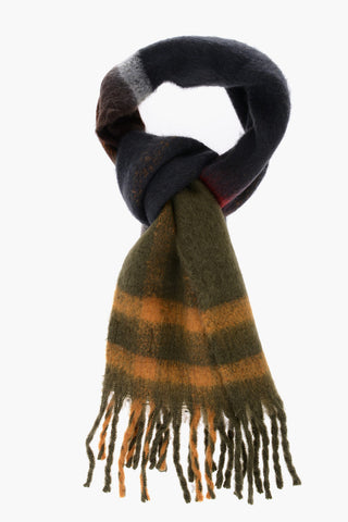 Plaid Motif ISLA Scarf with Fringes