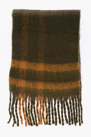 Plaid Motif ISLA Scarf with Fringes