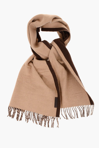 Two-Tone Cashmere Blend Scarf with Fringes