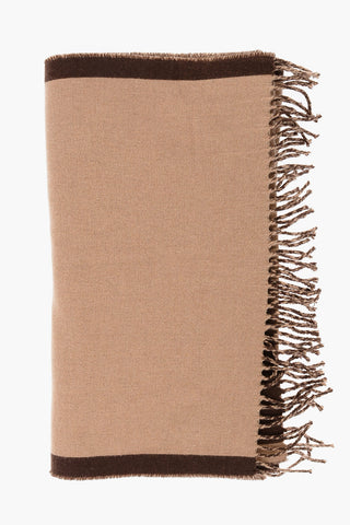 Two-Tone Cashmere Blend Scarf with Fringes