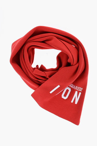 ICON Solid Color Wool Scarf with Embroidered Logo