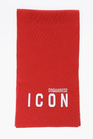 ICON Solid Color Wool Scarf with Embroidered Logo