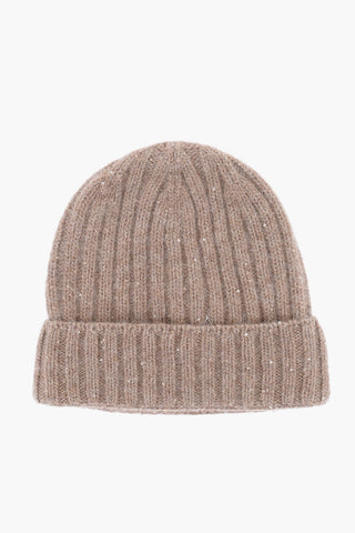 Beanie in Misto Seta a Costine con Paillettes