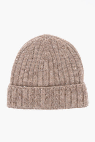 Beanie in Misto Seta a Costine con Paillettes