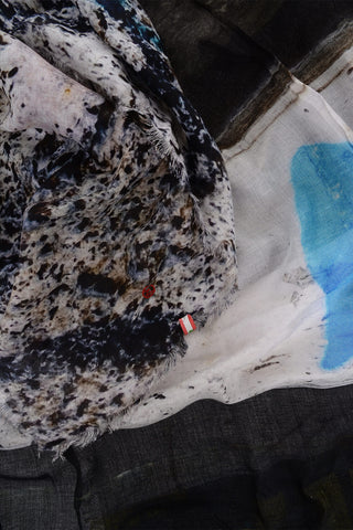 Printed Silk Blend BLUE FISH ONTHE WALL Foulard