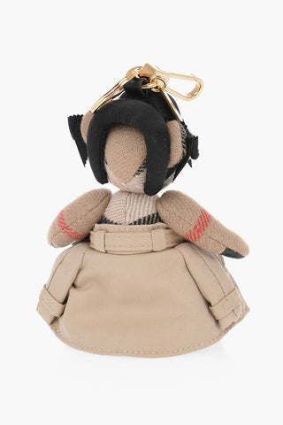 Cashmere THOMAS Keyring with Leather Trim and Teddy Bear Pendant