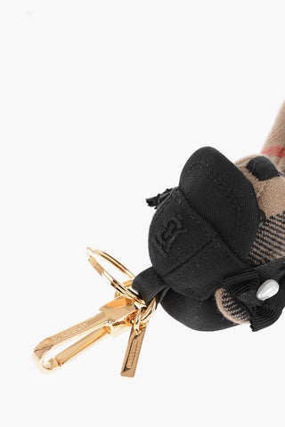 Cashmere THOMAS Keyring with Leather Trim and Teddy Bear Pendant