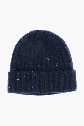 Beanie in Misto Seta a Costine con Paillettes