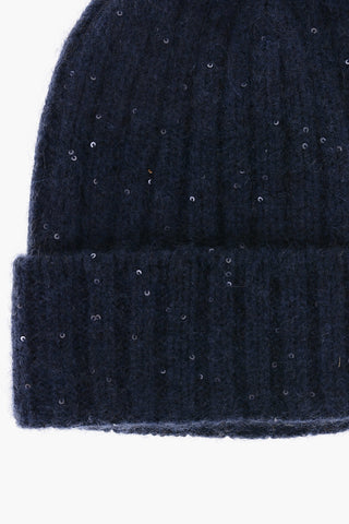 Beanie in Misto Seta a Costine con Paillettes