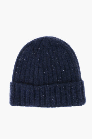 Beanie in Misto Seta a Costine con Paillettes