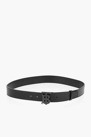 Leather Belt with Rhinestone Buckle 35mm