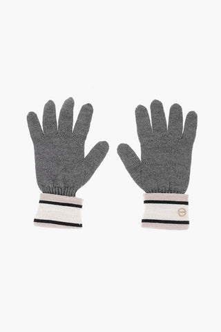 Wool Blend Gloves with Metal Logo