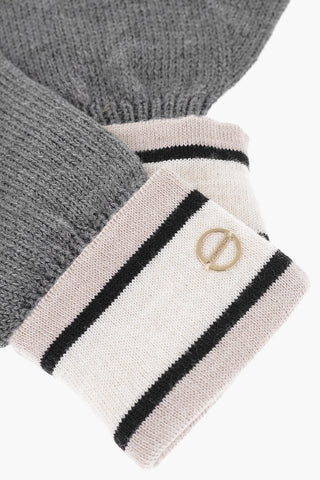 Wool Blend Gloves with Metal Logo