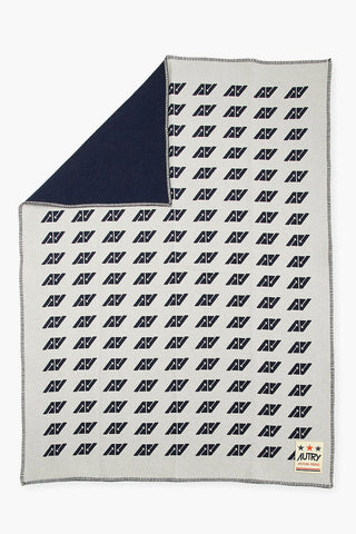 Coperta in Misto Lana con Logo All-Over