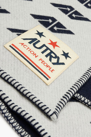 Coperta in Misto Lana con Logo All-Over