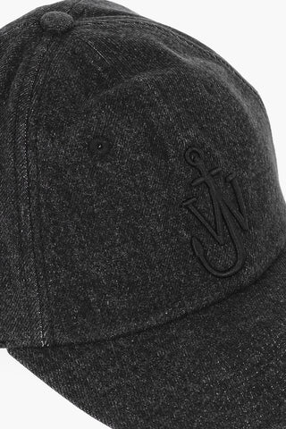 Cappello Baseball in Denim a Tinta Unita con Logo in Rilievo