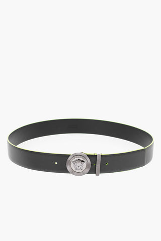 Leather MEDUSA Belt with Contrast Edge 40mm