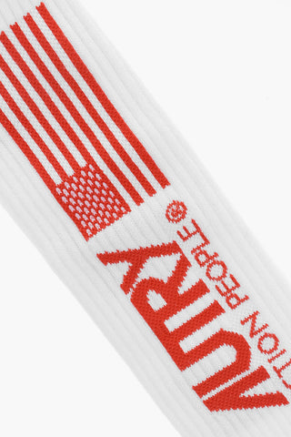 Cotton Blend Long Socks with Contrasting Details